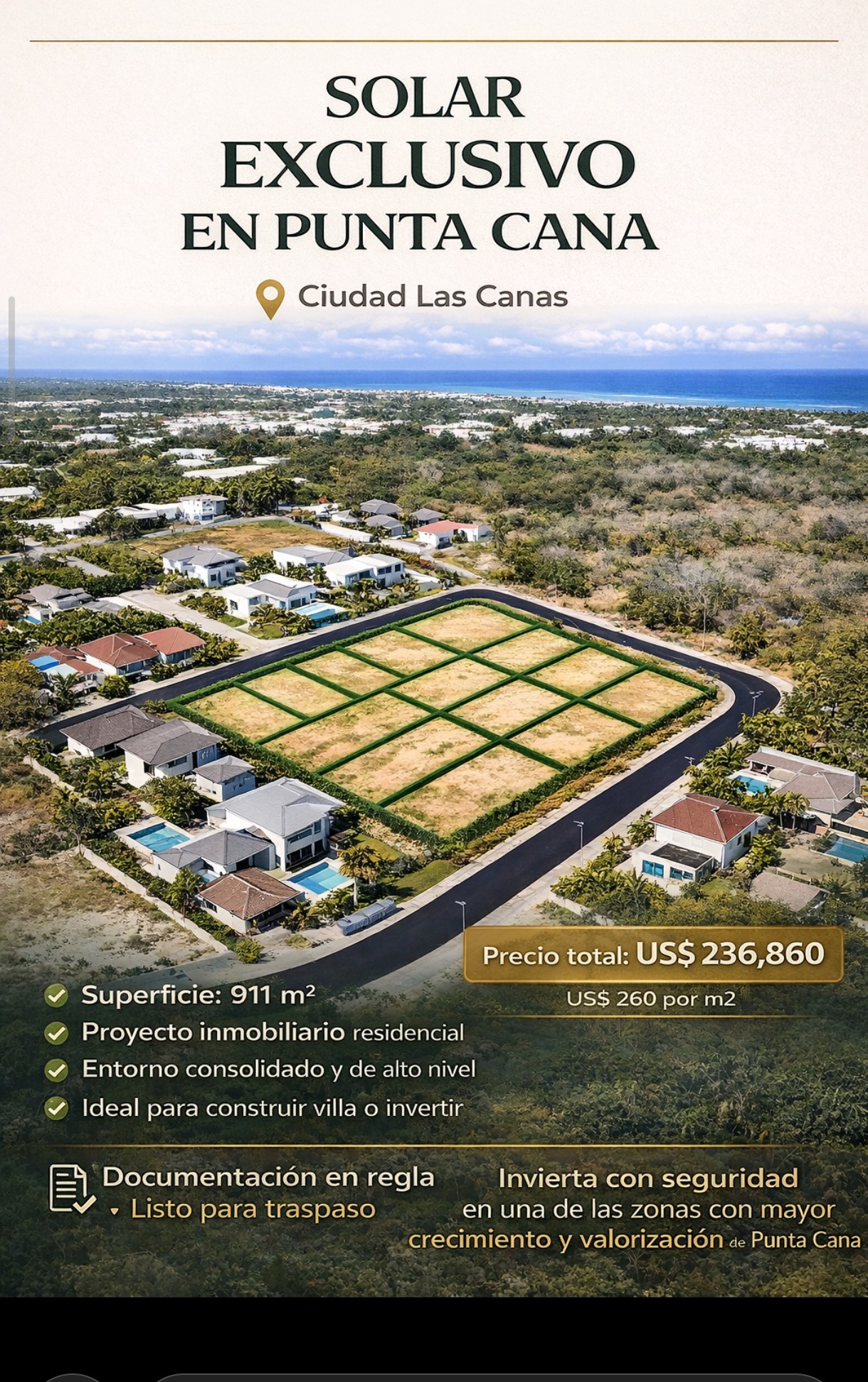 Venta de terreno en Punta Cana