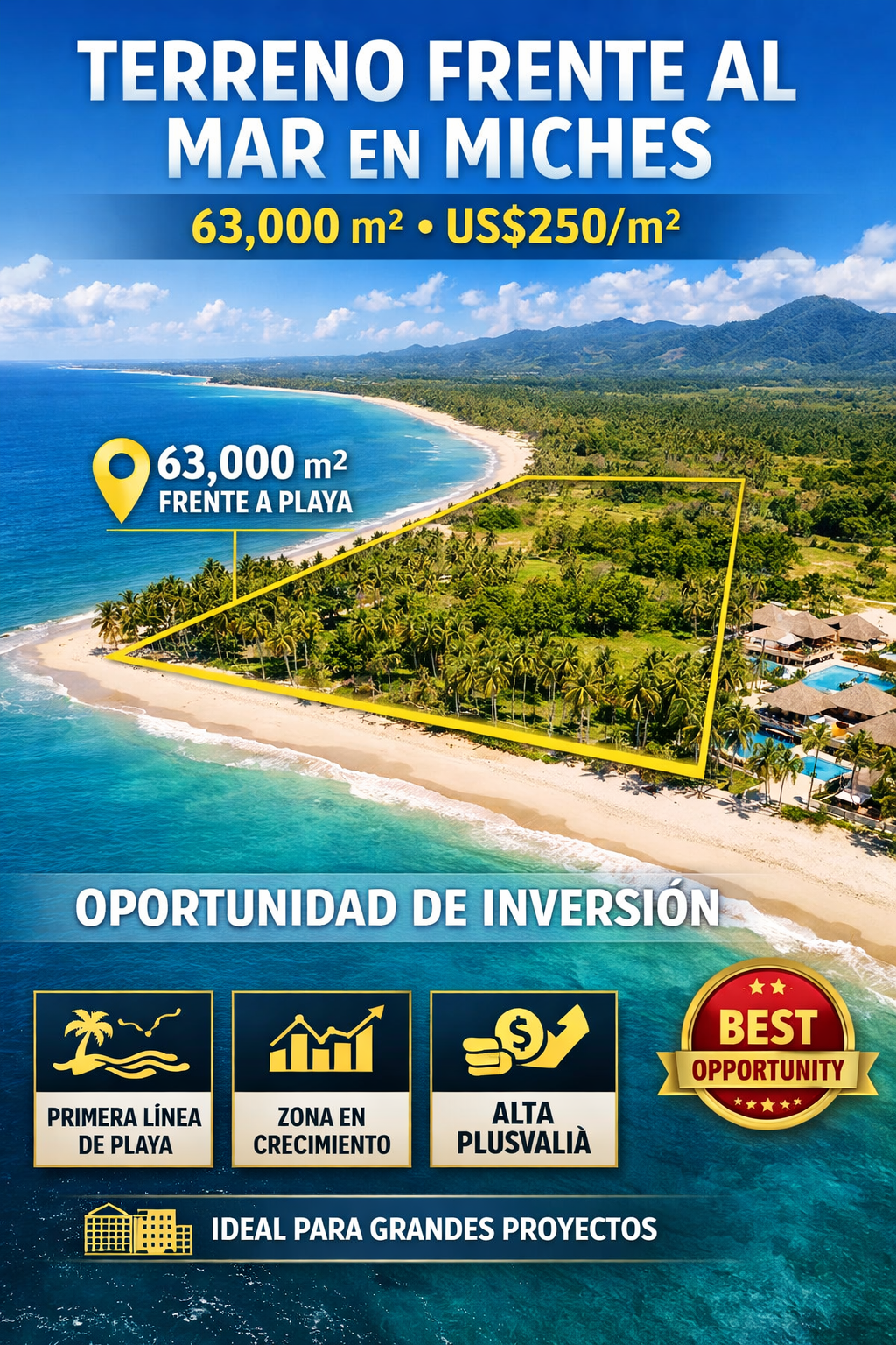 Terreno frente al mar, Miches
