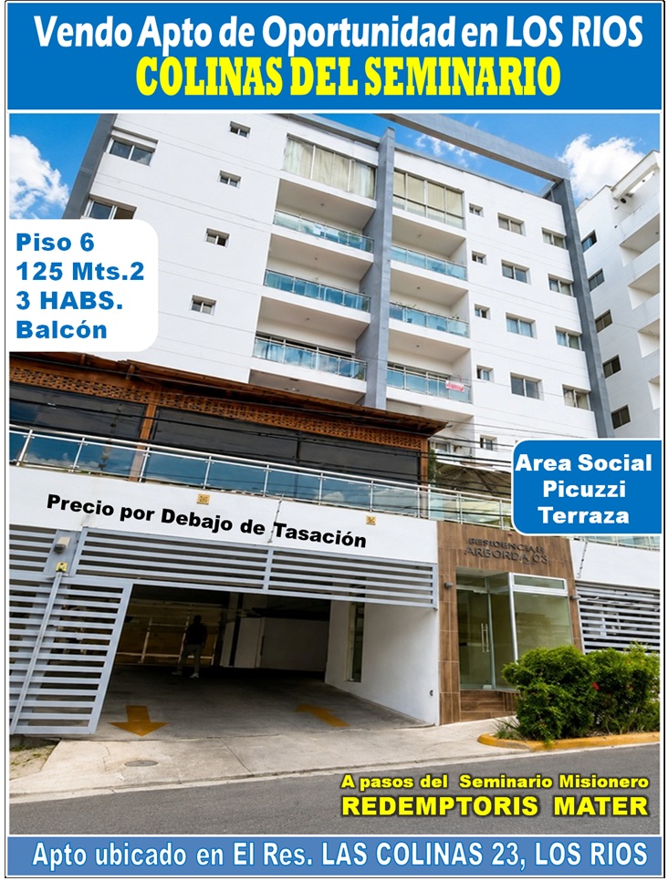 Venta Excelente Apto en LOS RIOS, Colinas del Seminario, 3 HABS., 125 Mts.2, Piso 6, RESIDENCIAL LAS COLINAS 23