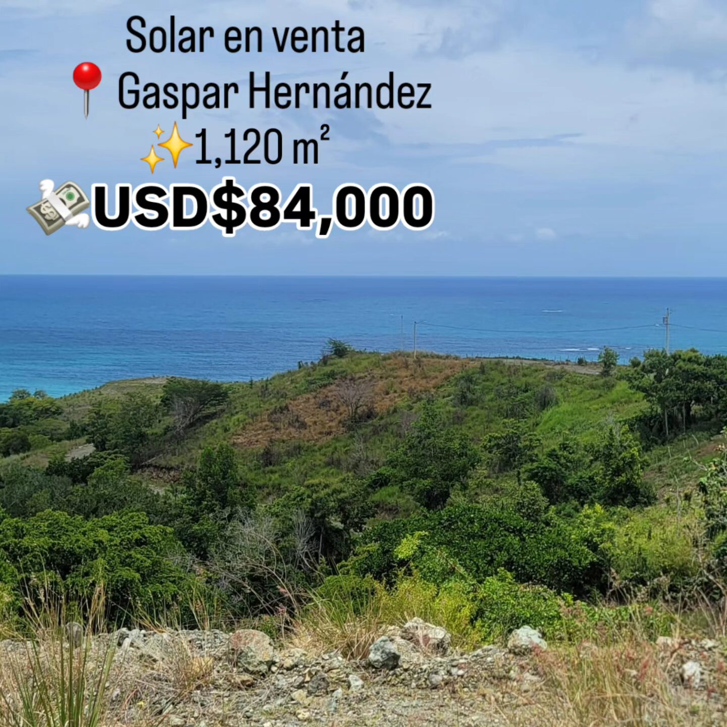 Solar en venta con vista al mar, en Gaspar Hernández
