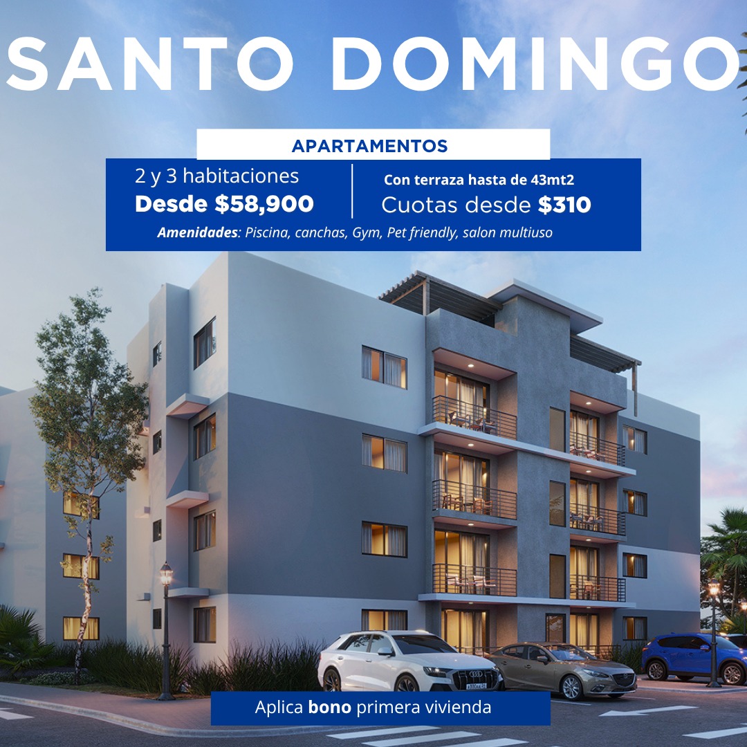 🌴 Te presentamos el nuevo proyecto: Palmas de Santo Domingo Norte🌴con apartamentos de 2 y 3 habitaciones